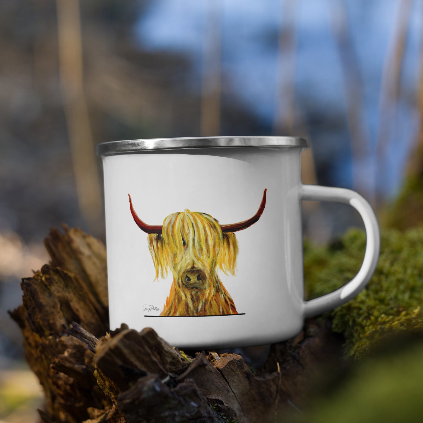 Highland Cow Enamel Mug - CUTIE - "Yeah I know I'm A Cutie!"